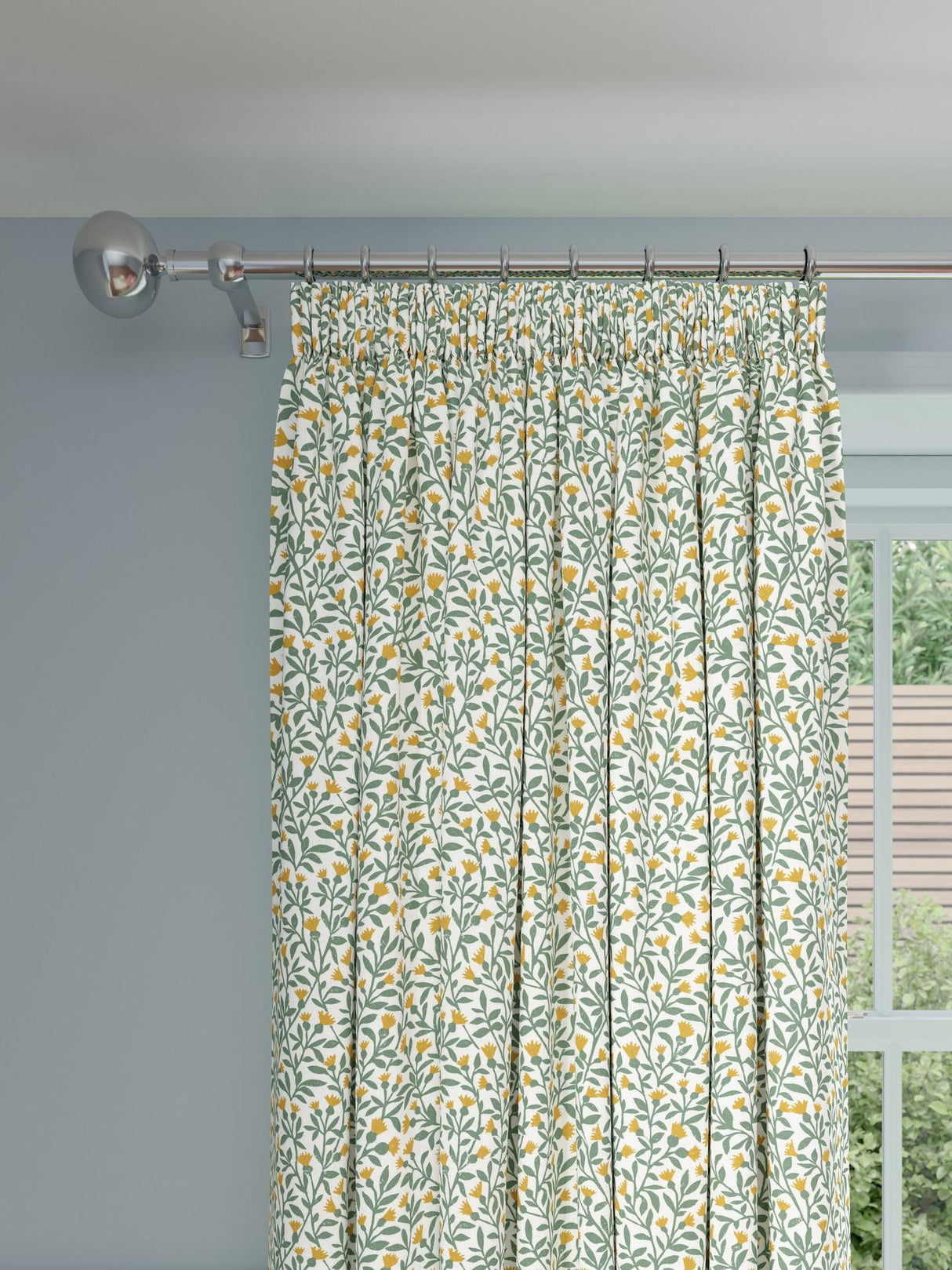 John Lewis Eloise Print Blackout Lined Pencil Pleat Curtains - W228 x 182cm