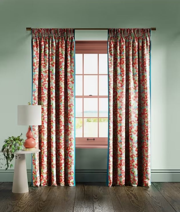 Harlequin Sophie Robinson Wildflower Pencil Pleat Curtains W167 x D228cm Red