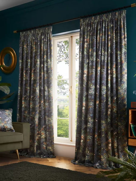 Clarke & Clarke Congo Forest Pencil Pleat Curtains W228x Drop 182cm - Forest - Kazoop