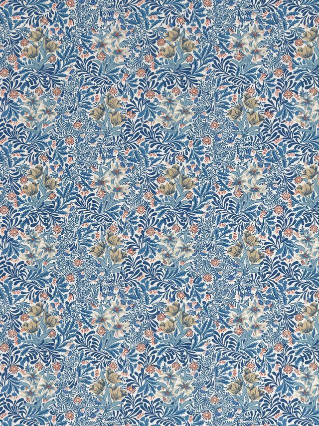 Morris & Co. Bower Lined Pencil Pleat Curtains Indigo/Pearwood W167 x 182cm