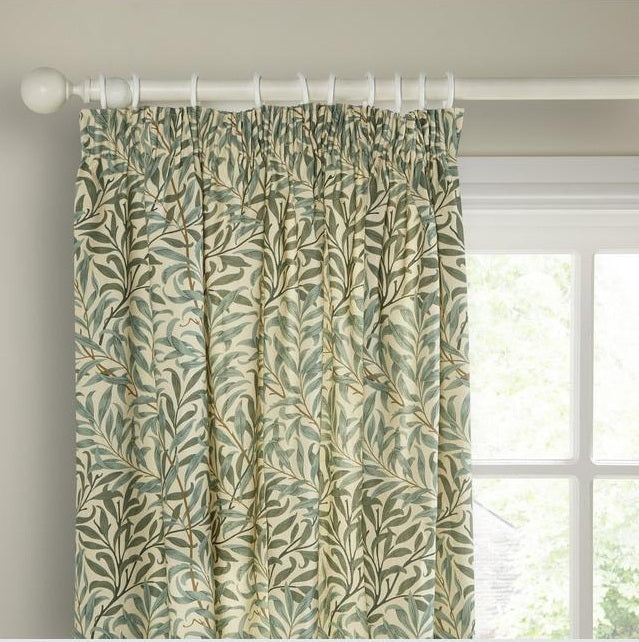 Morris & Co. Willow Bough Pair Lined Pencil Pleat Curtains Green W167xD137cm