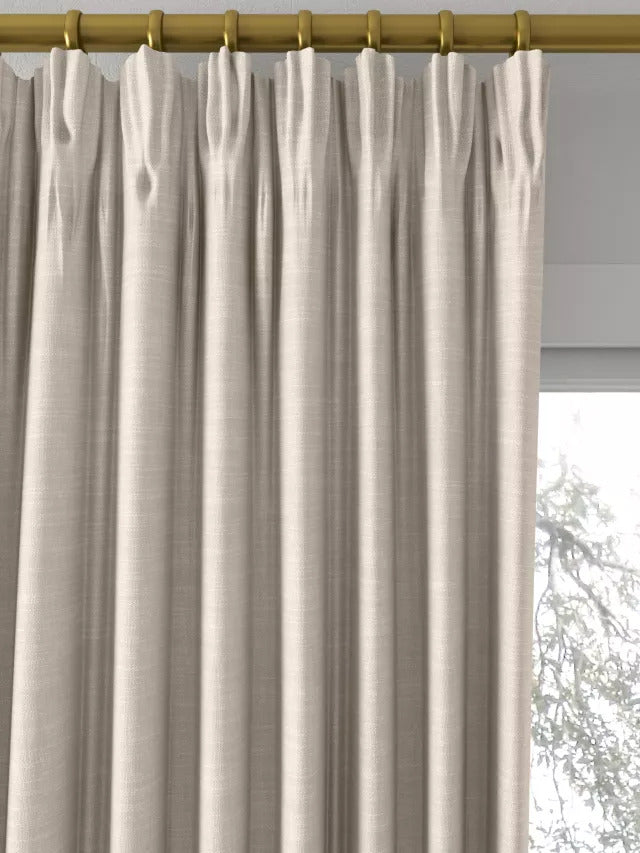 John Lewis Cotton Slub Lined Pencil Pleat Curtains W167 x Drop 274cm - Putty