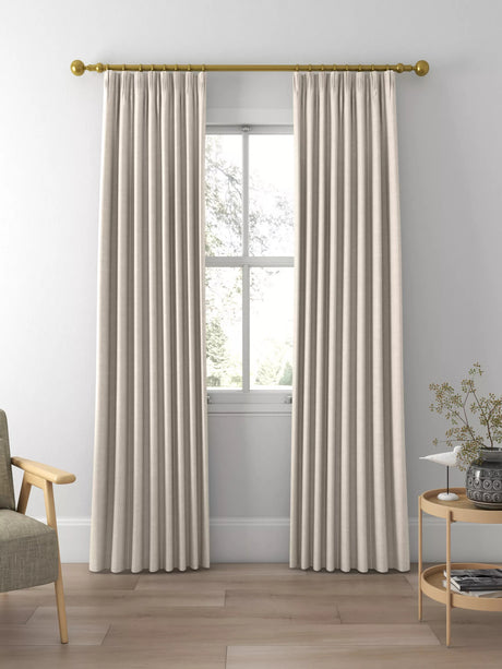 John Lewis Cotton Slub Lined Pencil Pleat Curtains W167 x Drop 274cm - Putty