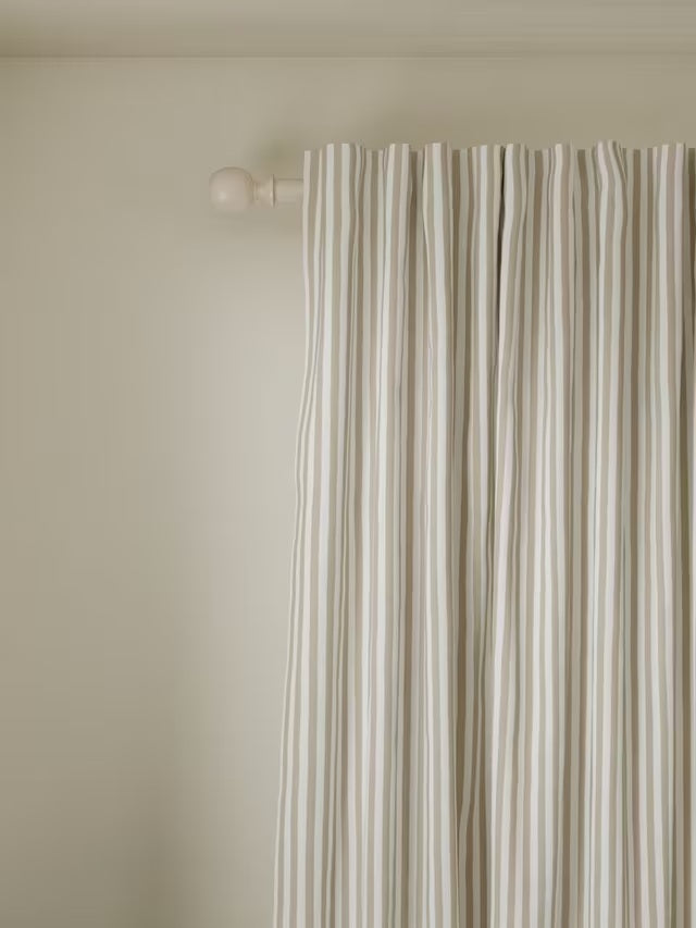 John Lewis Conwy Stripe Pair Lined Hidden Tab Top Curtains W167xD228cm Putty