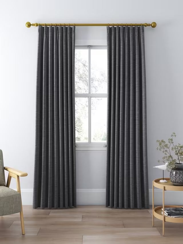 John Lewis Textured Blackout Pencil Pleat Curtains W167 x D228cm - Steel