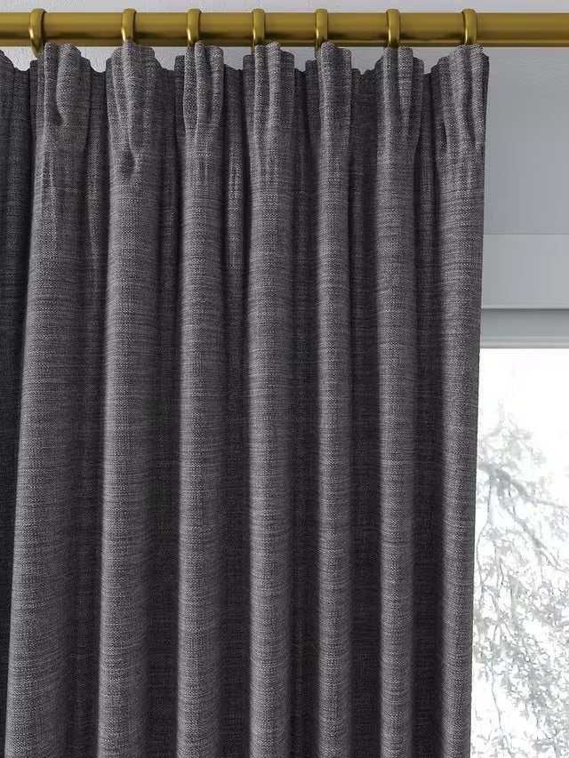 John Lewis Textured Blackout Pencil Pleat Curtains W167 x D228cm - Steel