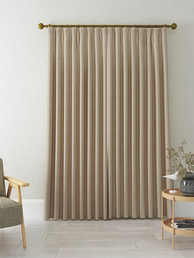 John Lewis Textured Weave Pair Blackout Curtains W228 x Drop 274cm - Natural - Kazoop