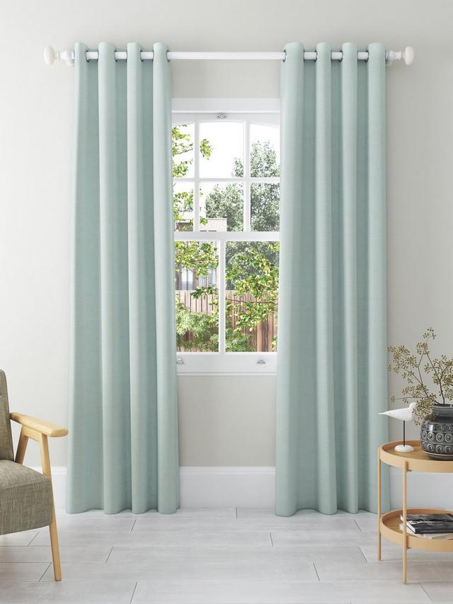 John Lewis Textured Weave Pair Blackout Eyelet Curtains 228 x 274cm Duck Egg