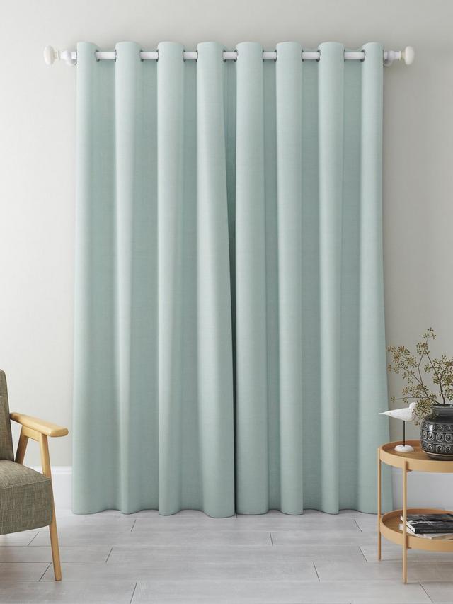 John Lewis Textured Weave Pair Blackout Eyelet Curtains 228 x 274cm Duck Egg