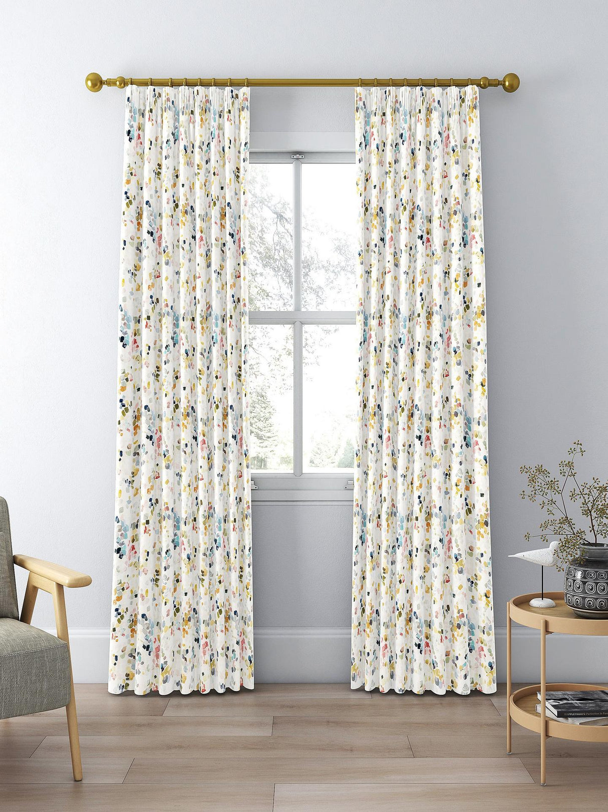 John Lewis Dapple Abstract Print Lined Pencil Pleat Curtains W228 x 137cm