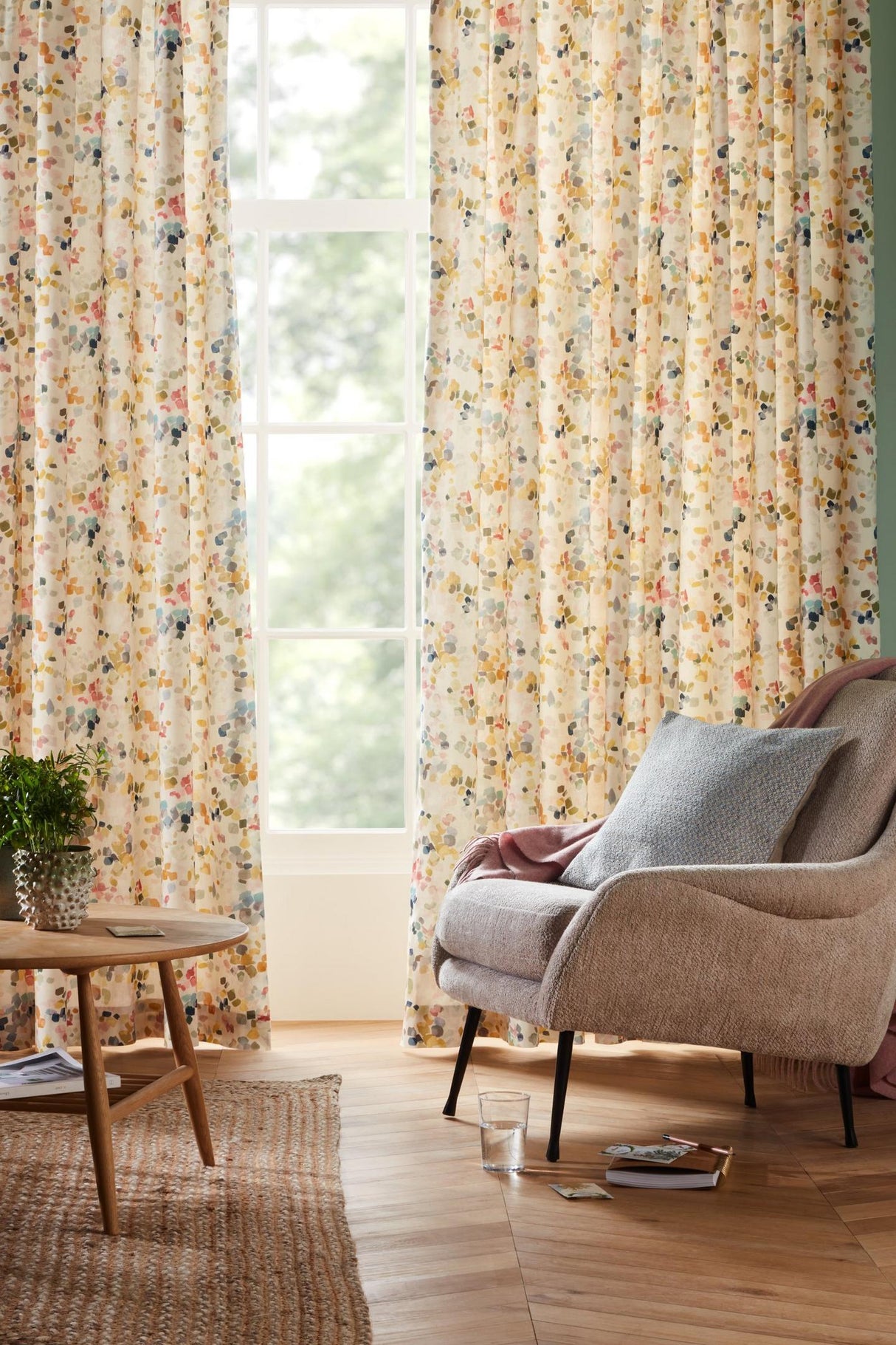 John Lewis Dapple Abstract Print Lined Pencil Pleat Curtains W228 x 137cm