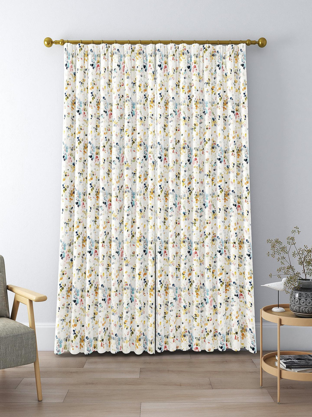John Lewis Dapple Abstract Print Lined Pencil Pleat Curtains W228 x 137cm