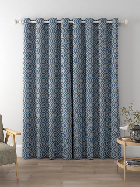 John Lewis Trellis Ikat Weave Lined Eyelet Curtains Bluestone W228 x 228cm