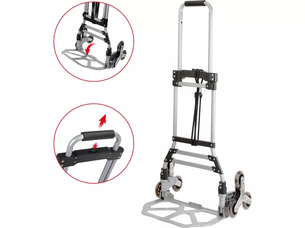 Workpro 3 Wheel Max 75kg Stair Climbing Cart Foldable Trolley - Silver
