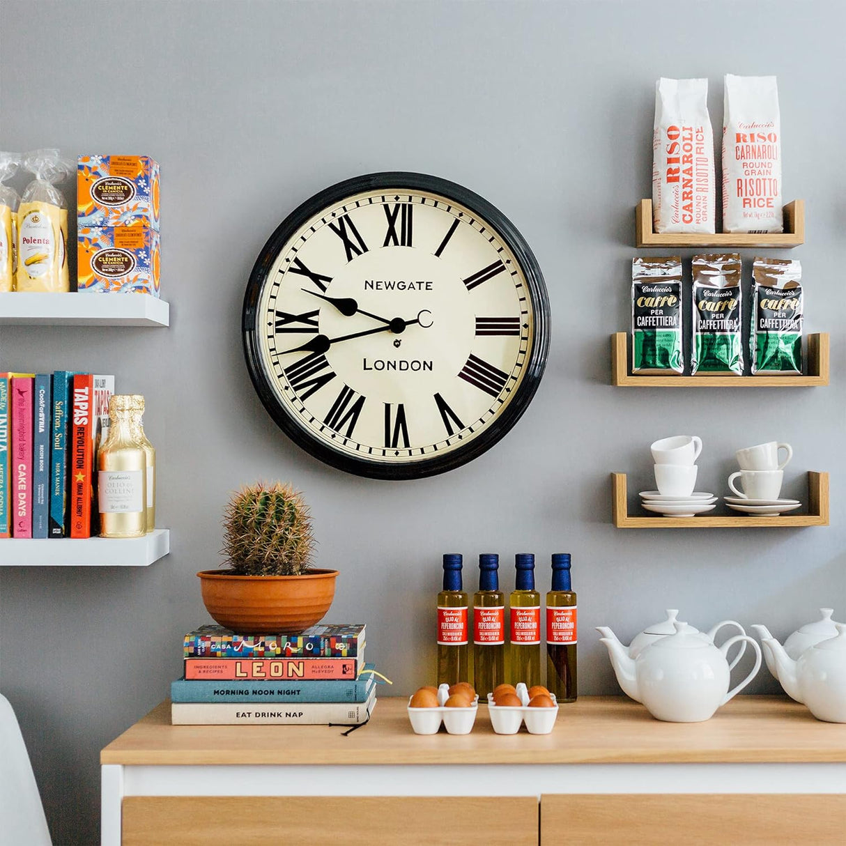 Newgate Clocks Battersby Roman Numeral Wall Clock W50 x H50 x D8cm - Black - Kazoop