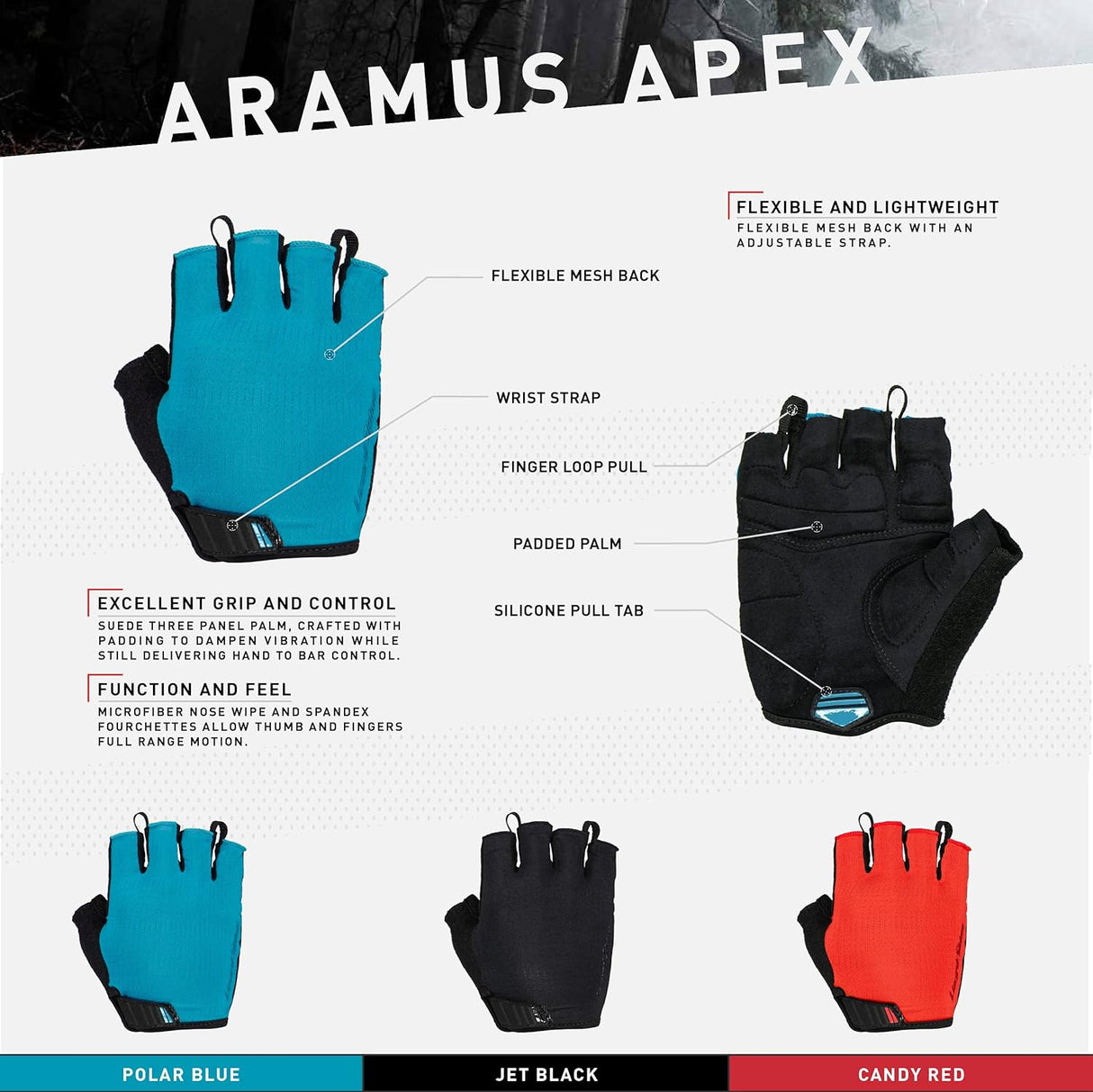 The Lizard Skins Aramus Apex Padded Cycling gloves - Crimson Red - Large