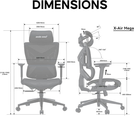 Andaseat X-Air Mega Premium Mesh Ergonomic Office Gaming Chair - Space Black