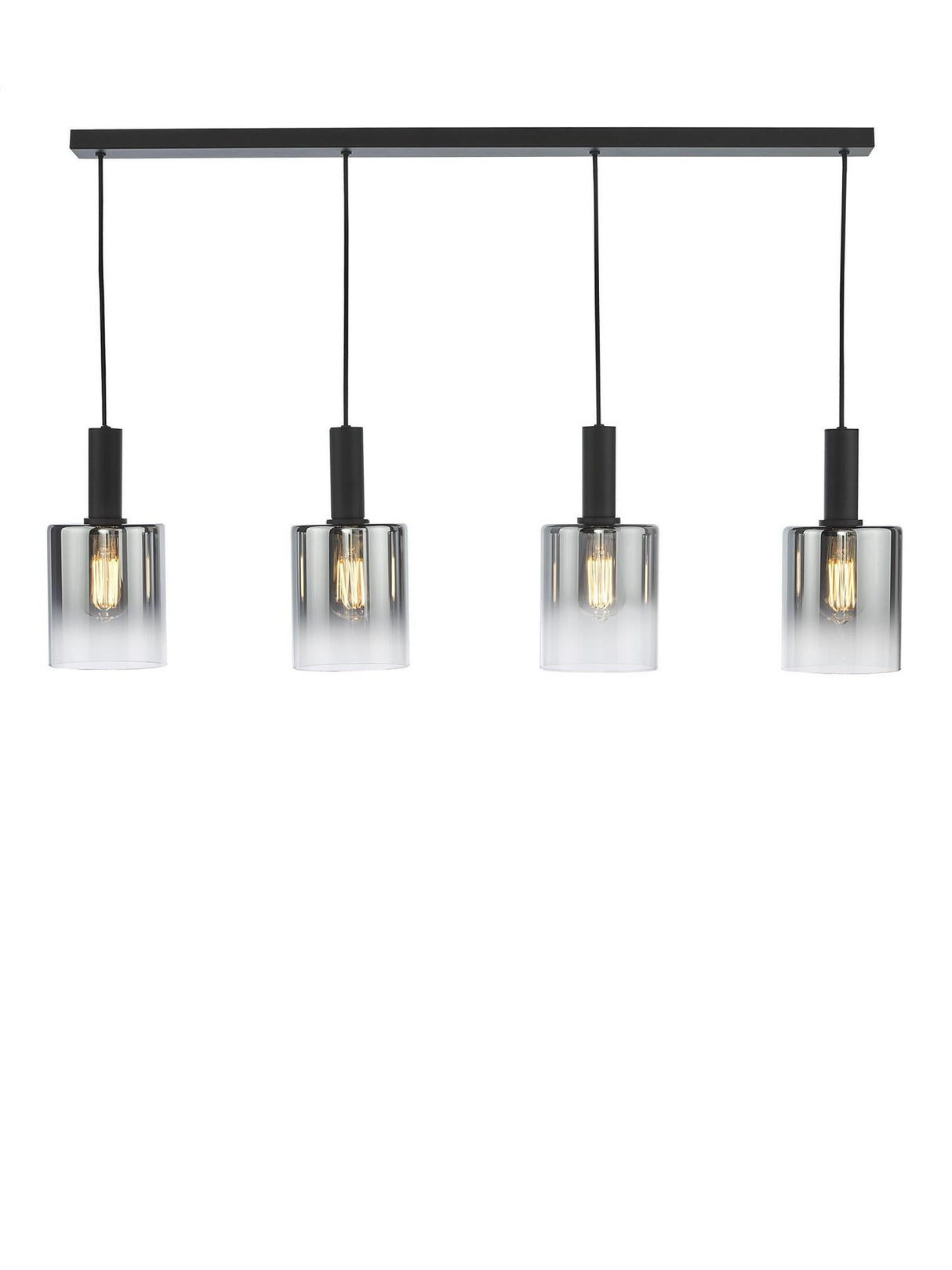 Där Savannah 4 Arm Bar Dimmable Hanging Pendant Ceiling Light - Black/Smoked