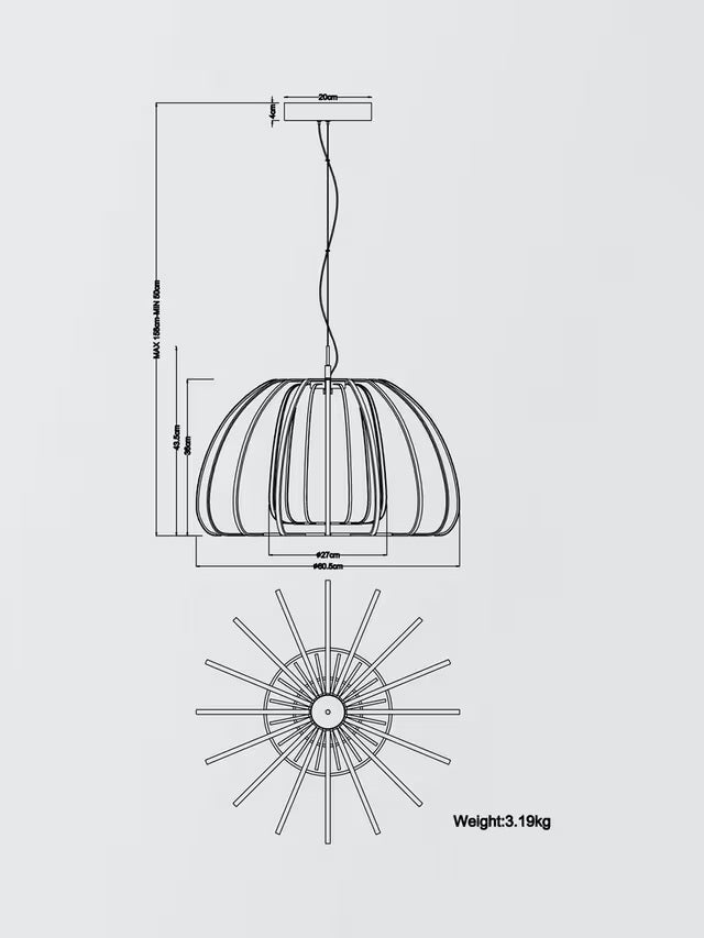 John Lewis LED Ribbon 60cm Decorative Pendant Ceiling Light - Black/Gold