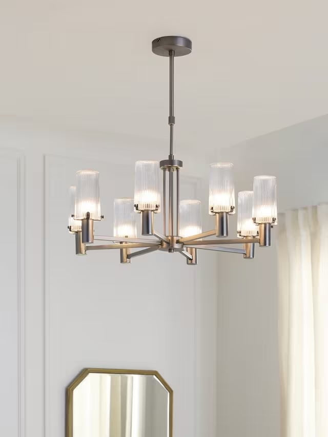 John Lewis Valencia 8 Arm Ribbed Pendant Ceiling Light - Industrial Black