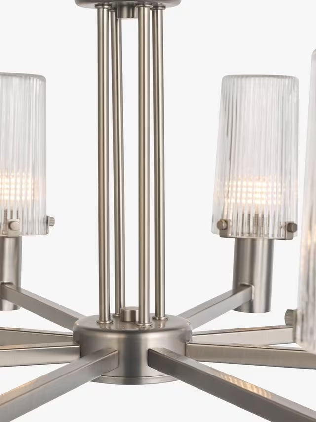 John Lewis Valencia 8 Arm Ribbed Pendant Ceiling Light - Industrial Black