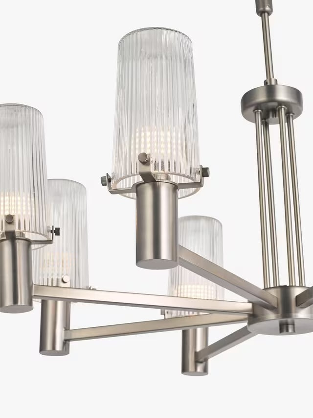 John Lewis Valencia 8 Arm Ribbed Pendant Ceiling Light - Industrial Black