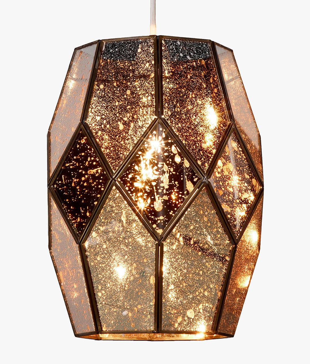 John Lewis Romy Easy-to-Fit Mirrored Ceiling Shade H28 x Dia.22cm - Gold