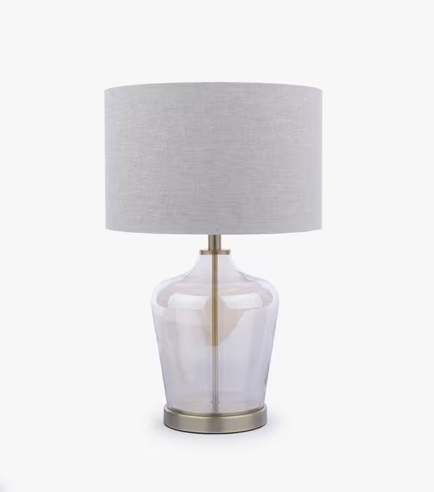 Laura Ashley Ockley Glass 3-Stage Touch Table Lamp - Antique Brass/Grey