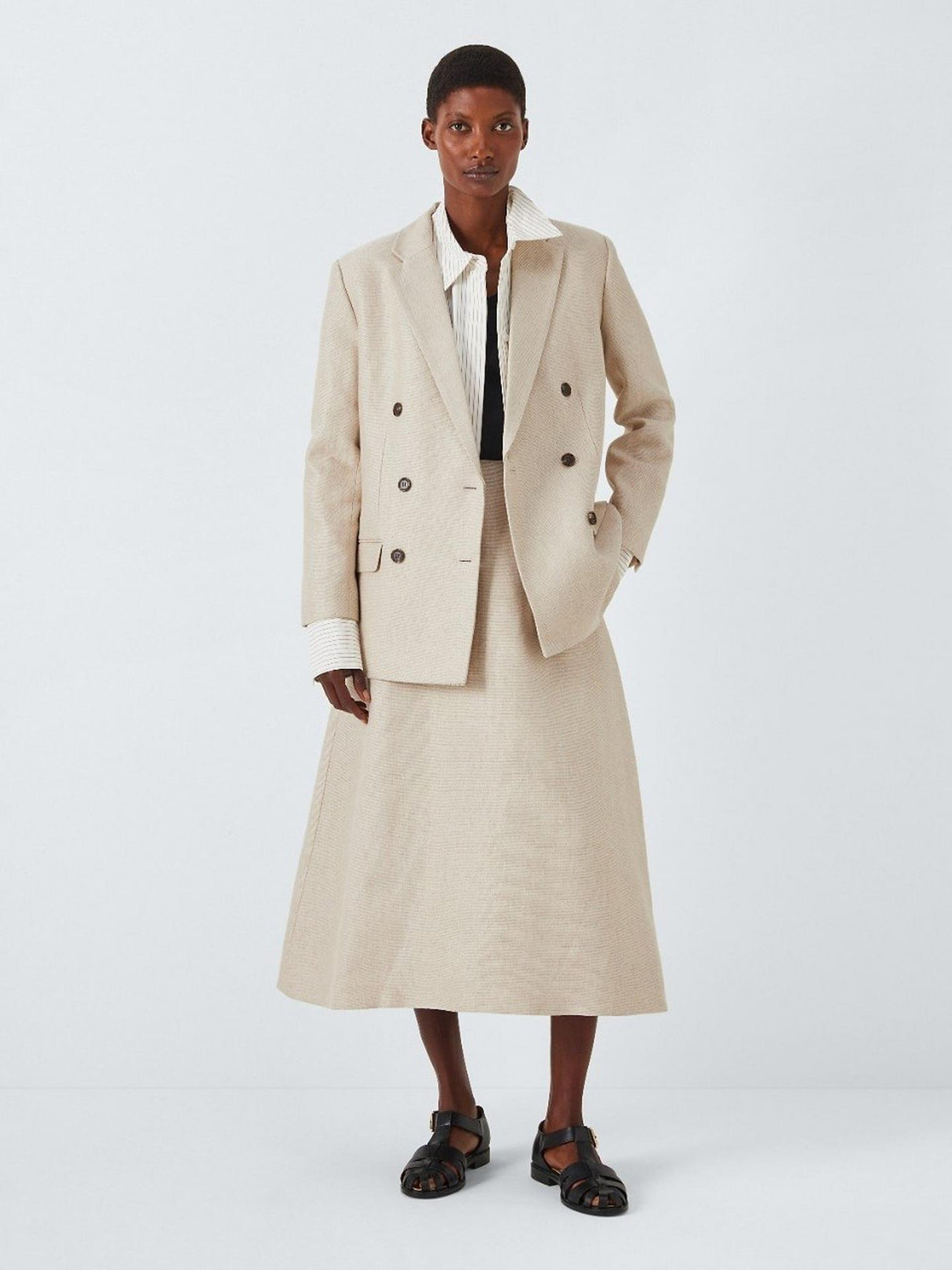 Theory Boxy Womens Regular Length Double Breasted Linen Blazer Straw Size 8