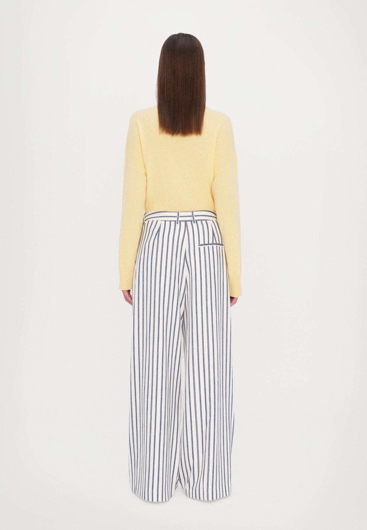 Munthe Payton Womens Cotton Blend High Rise Stripes Trousers - Size 40 Navy