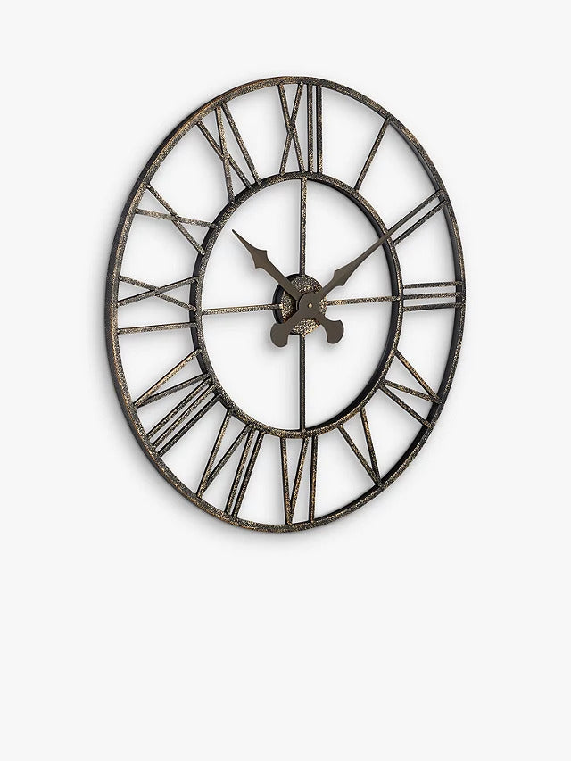 Lascelles Analogue Skeleton Roman Numeral Outdoor Wall Clock 70cm - Bronze - Kazoop