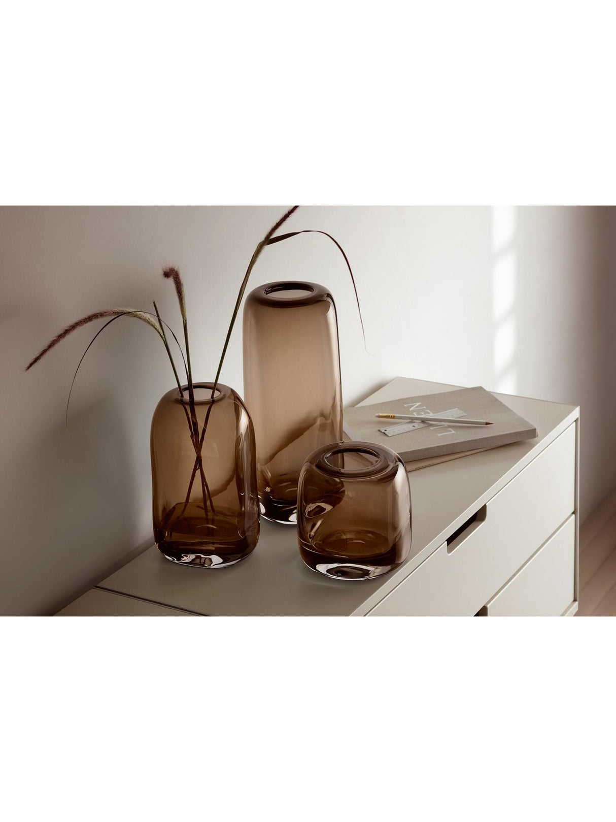LSA International Mouth Blown Glass Melt Vase H24 x W13.50 x D9.80cm - Brown