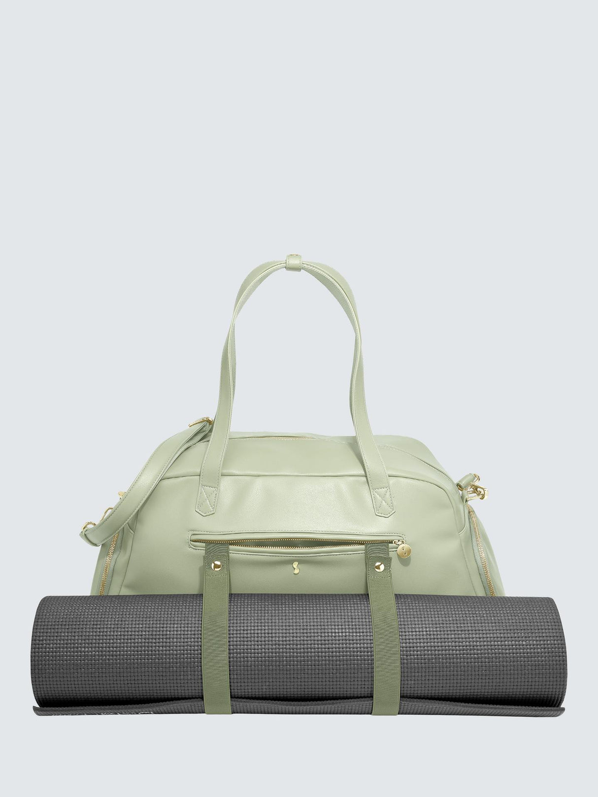 Stackers Faux Leather Gym Holdall Bag With Adjustable Strap - Moss Green