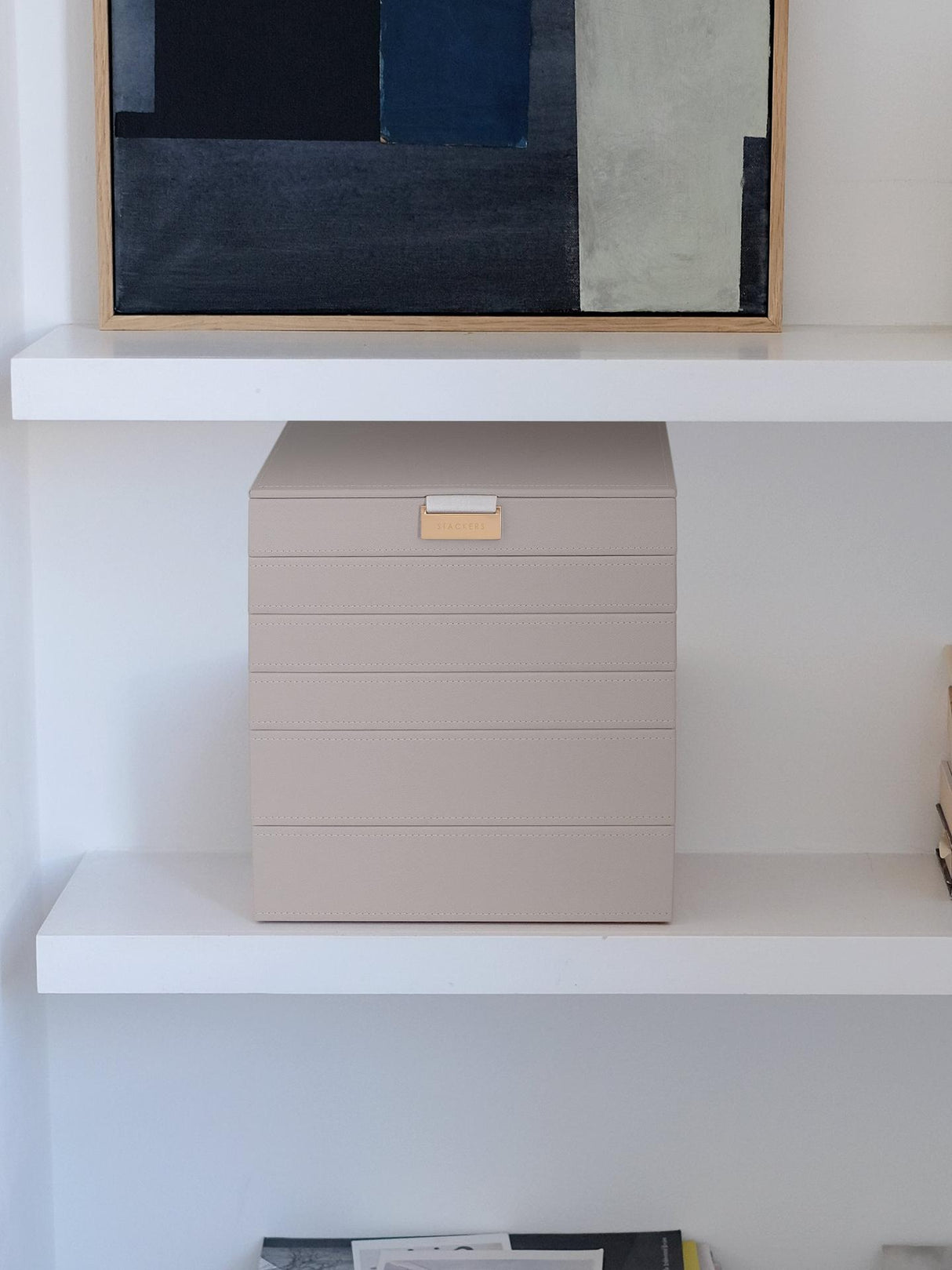 Stackers Classic Unisex Faux Leather 6 Layer Stackable Jewellery Box - Taupe