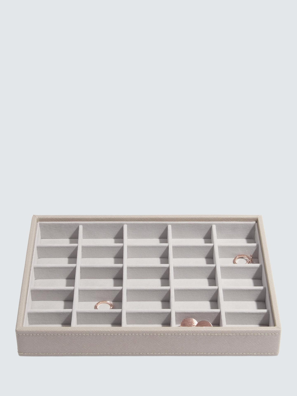 Stackers Classic Unisex Faux Leather 6 Layer Stackable Jewellery Box - Taupe