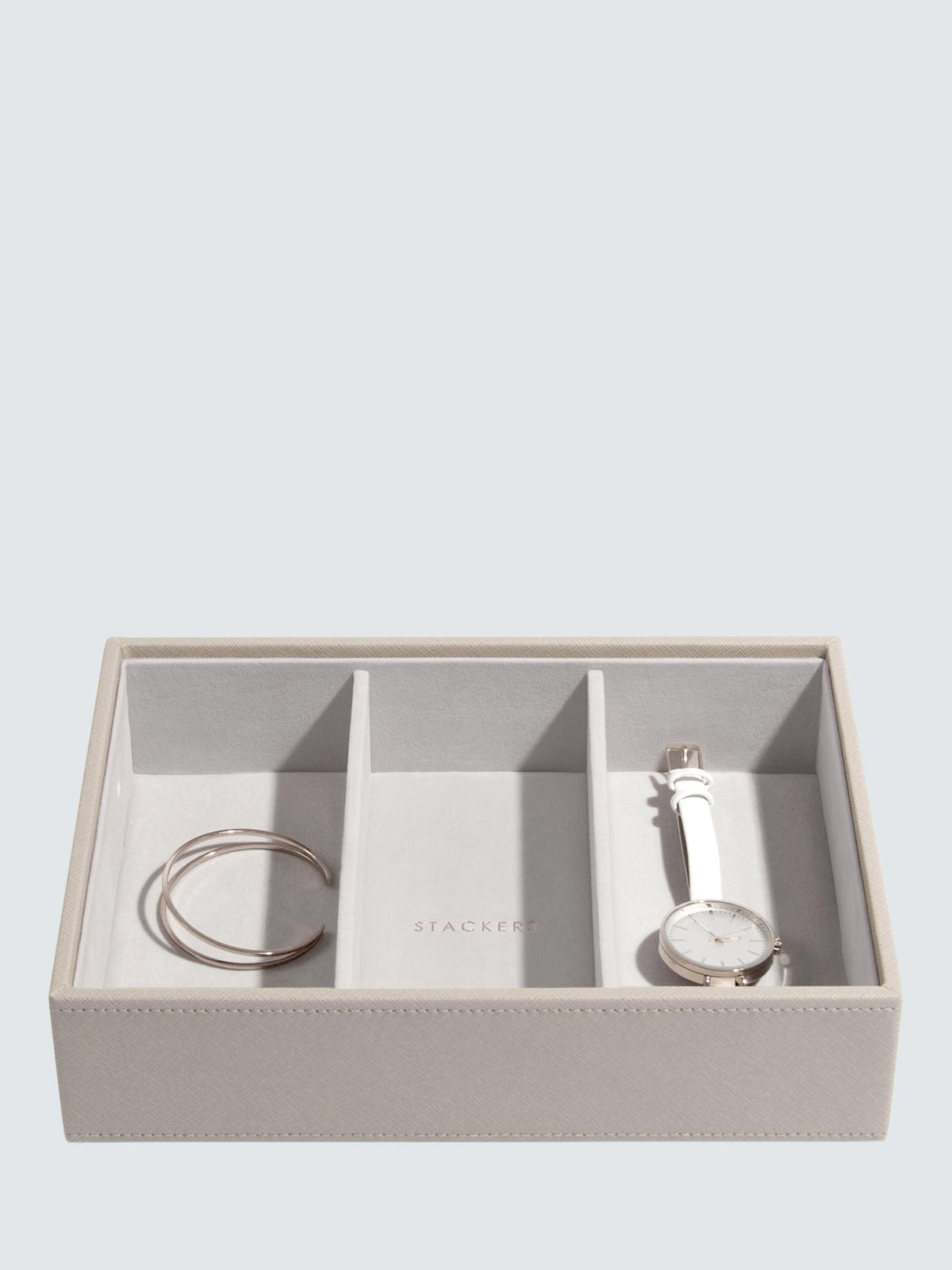 Stackers Classic Unisex Faux Leather 6 Layer Stackable Jewellery Box - Taupe