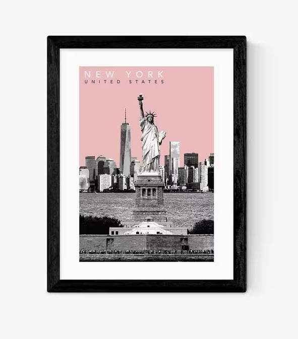 EAST END PRINTS Becks Norf Design 'New York Pink' Print 83x63cm Black Frame