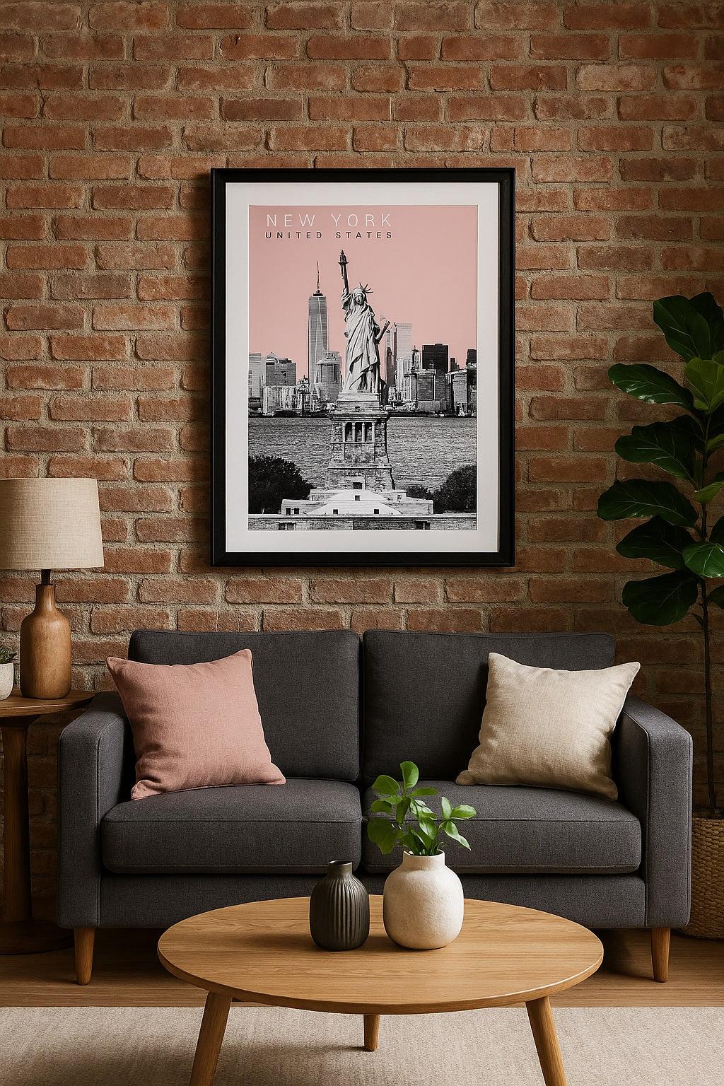 EAST END PRINTS Becks Norf Design 'New York Pink' Print 83x63cm Black Frame