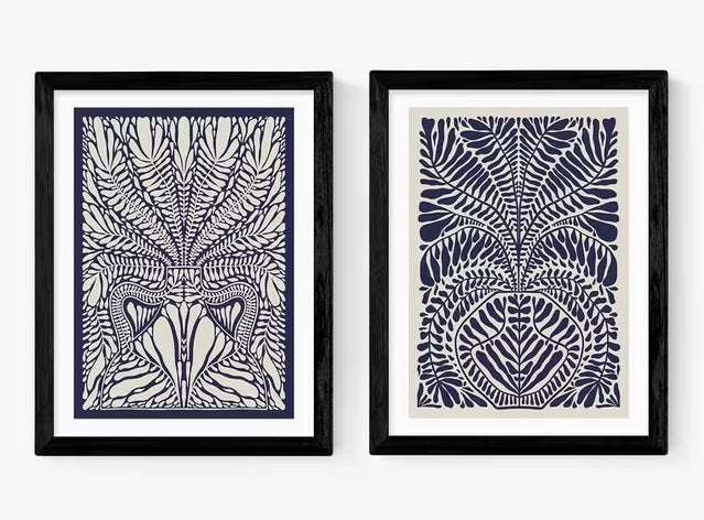 Alisa Galitsyna 'Foliage' Framed Print Set of 2 83.4 x 63.4cm - Black Frame