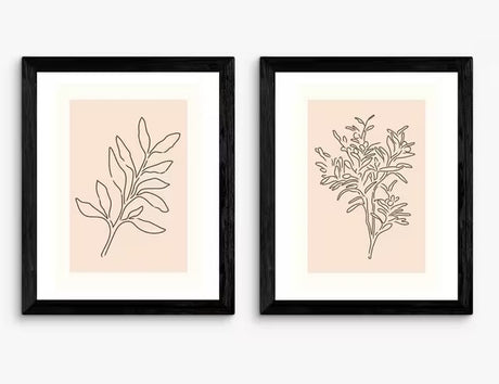 EAST END PRINTS Violet Studio Soft Leaves I & II Black Framed Prints 46x36cm