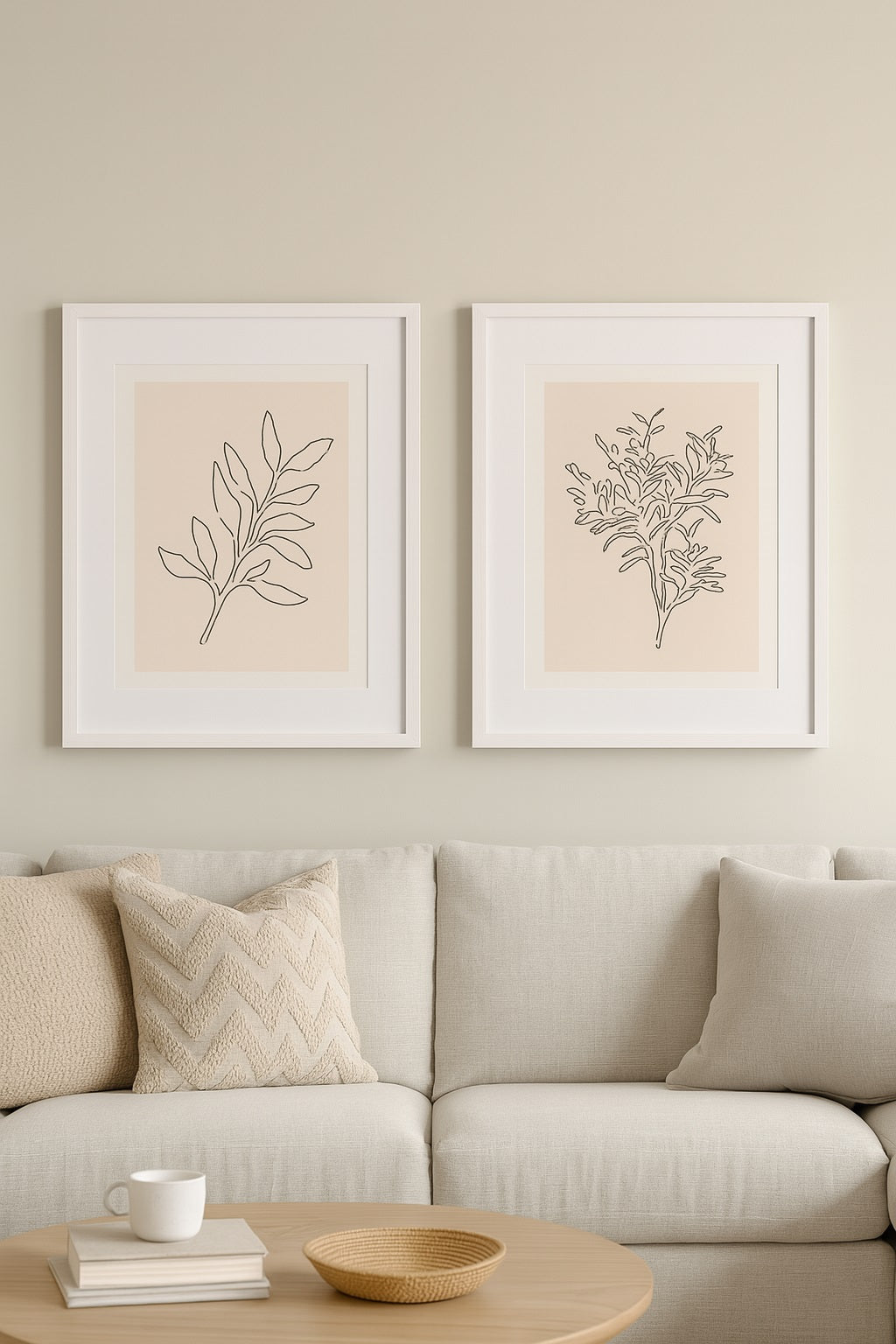 Violet Studio 'Soft Leaves I & II' Print Set of 2 (46 x 36cm) - White Frame