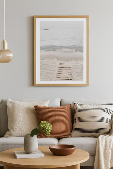 EAST END PRINTS Sisi and Seb 'To the Sea' Print 83.4 x 63.4cm - Oak Frame