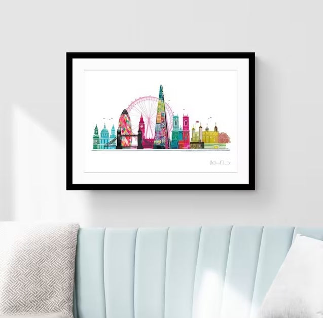 John Lewis Ilona Drew 'London Skyline' Framed Print & Mount 53.5 x 73.5cm - Kazoop