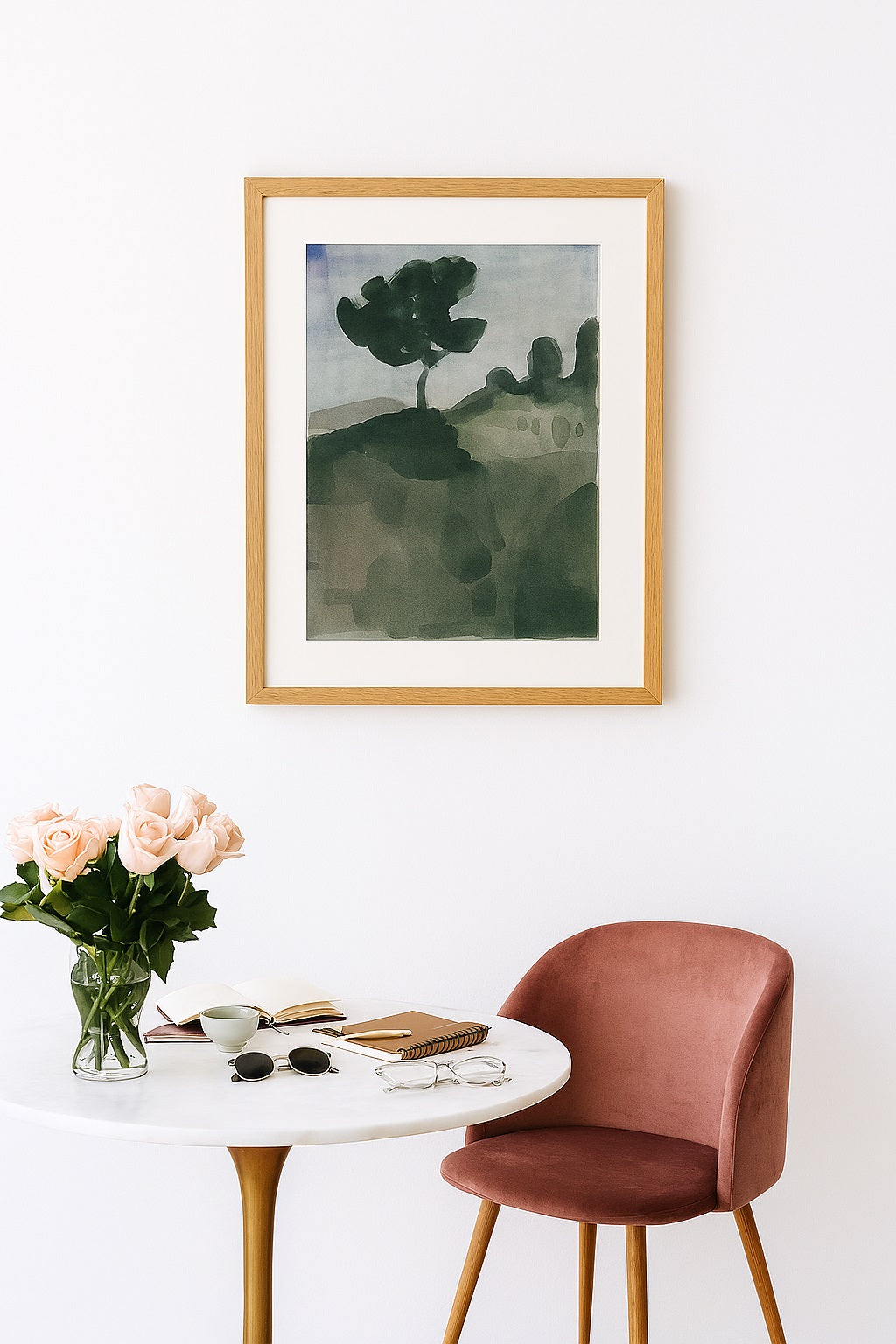 EAST END PRINTS Jörgen Hansson 'Slope II' Print 83.4 x 63.4cm - Oak Frame