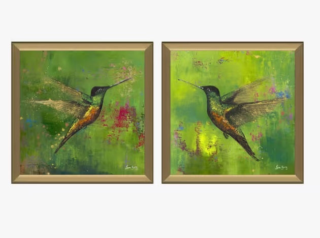 John Lewis Laure Bury Nature's Realm I Framed Print Set of 2 55x55cm - Green