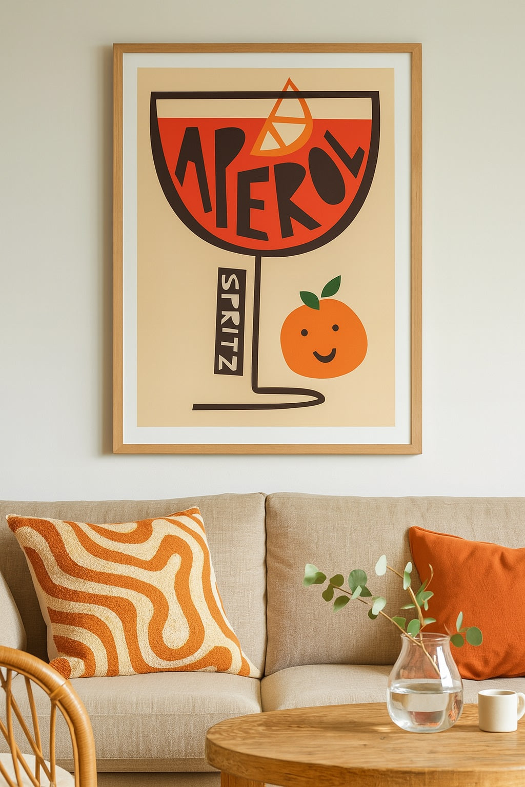 EAST END PRINTS Fox & Velvet 'Aperol Spritz' Print 83.4 x 63.4cm - Oak Frame