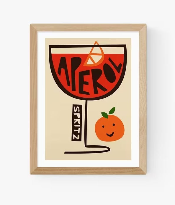 EAST END PRINTS Fox & Velvet 'Aperol Spritz' Print 83.4 x 63.4cm - Oak Frame