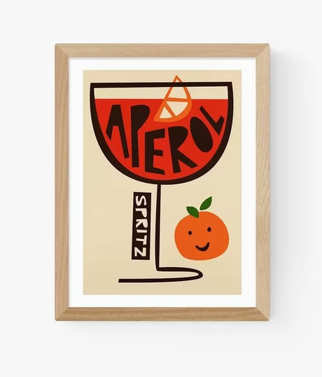EAST END PRINTS Fox & Velvet 'Aperol Spritz' Print 83.4 x 63.4cm - Oak Frame