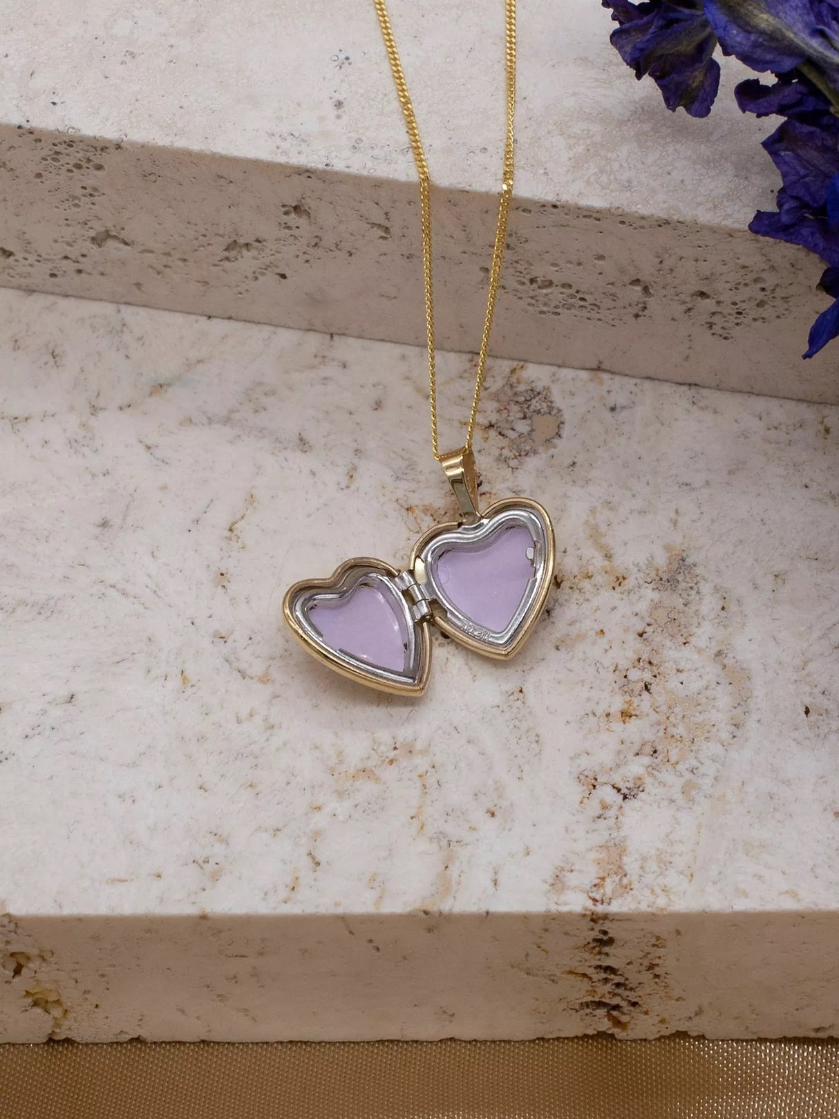 IBB 9ct Yellow Gold Etched St Christopher Heart Locket Pendant Necklace