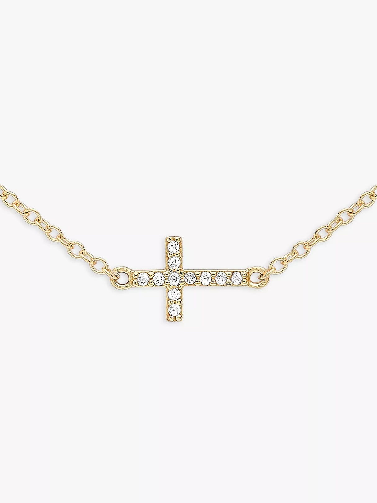 IBB Cubic Zirconia Triple Cross Chain Necklace 43-46cm - 9ct Yellow Gold